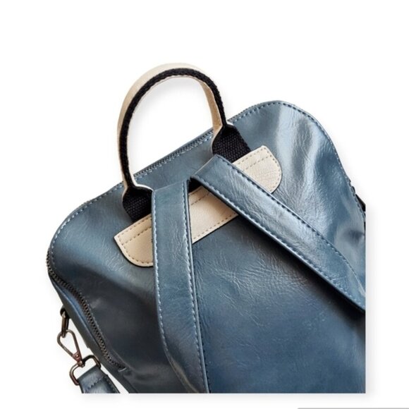 Faux Leather grayish blue back pack - Picture 4 of 12